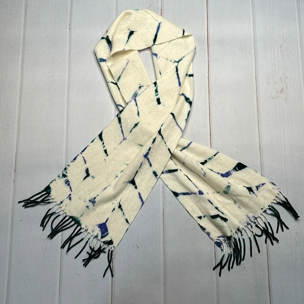 Cashmere scarf hand dyed blue and green - Picture 1 of 13
